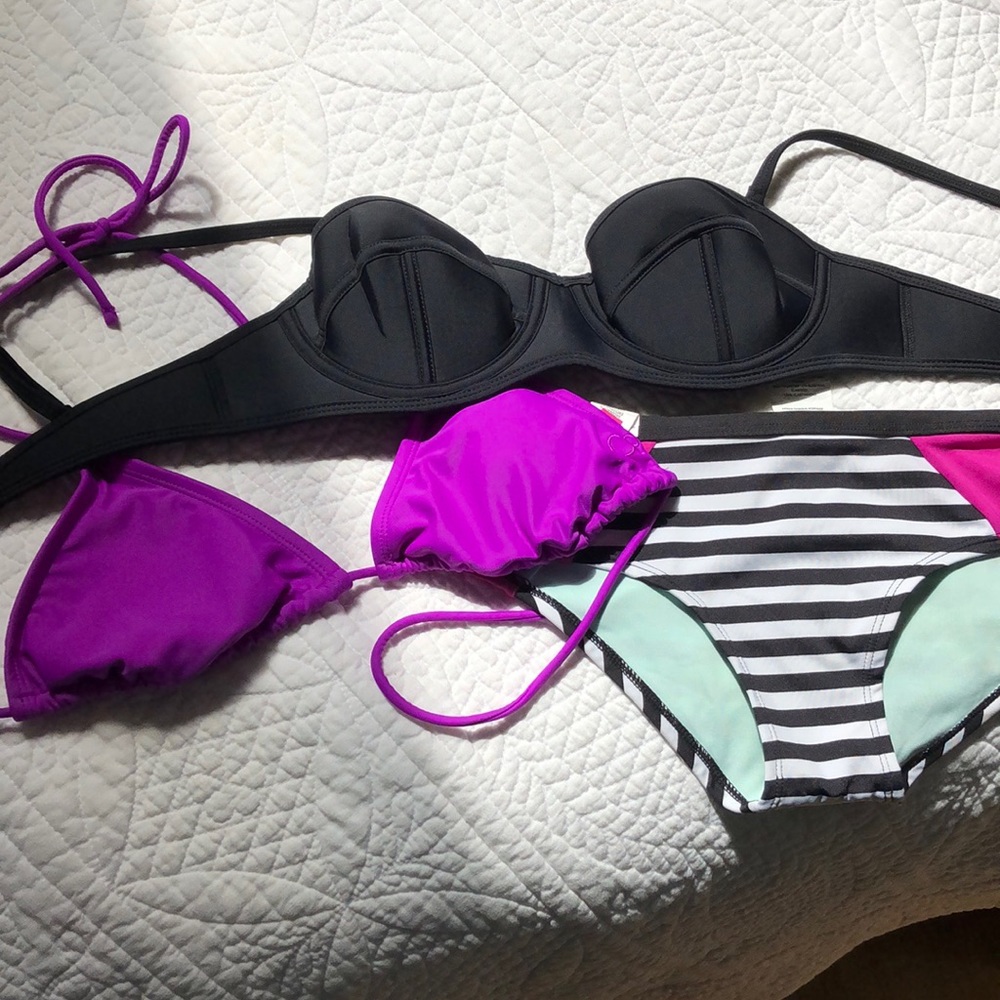 2 bikini tops with Nike bottoms